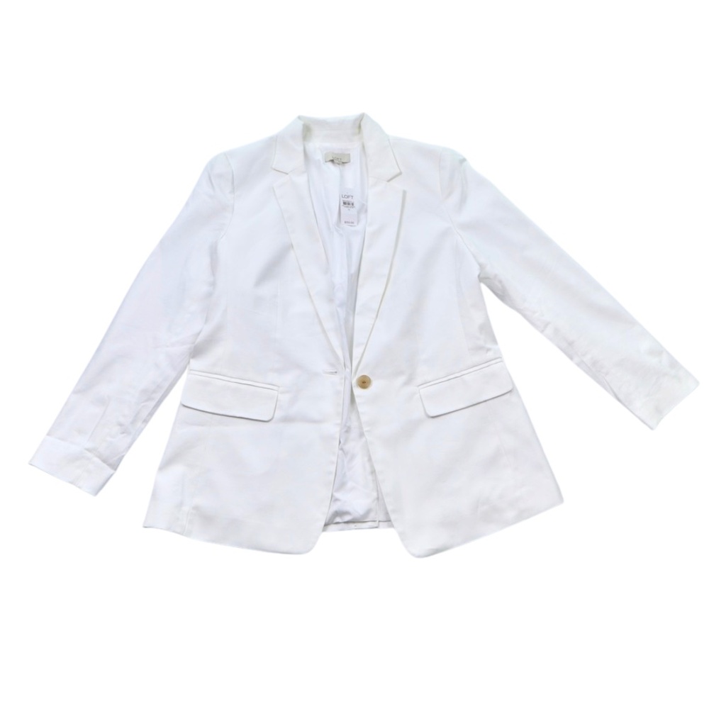 LOFT White Blazer Size 12 NWT $180 Retail Tailored Jacket